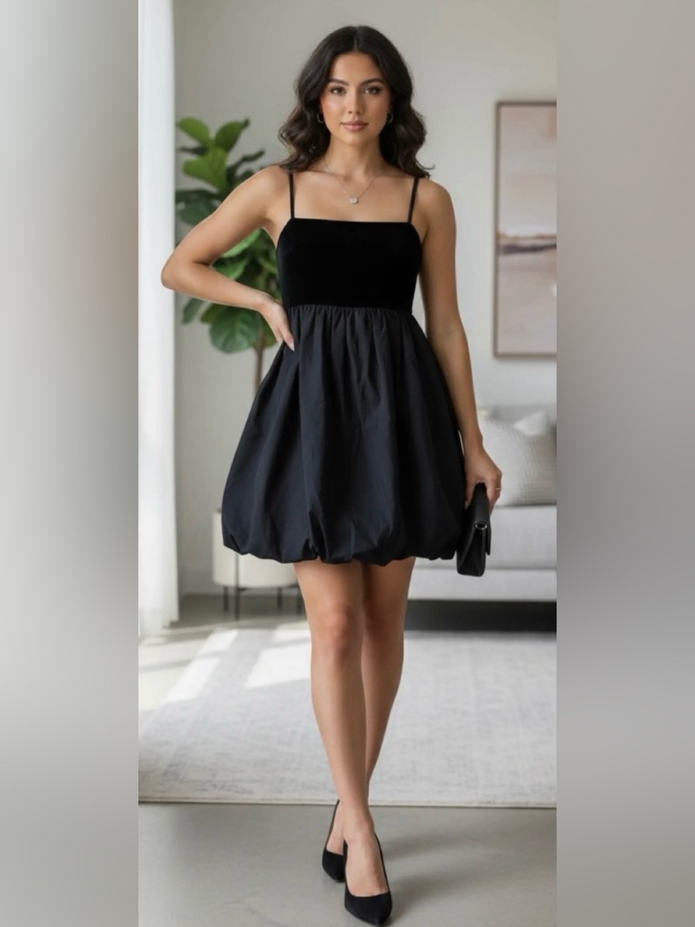 American Eagle Outfitters Black Mini Bubble Dress